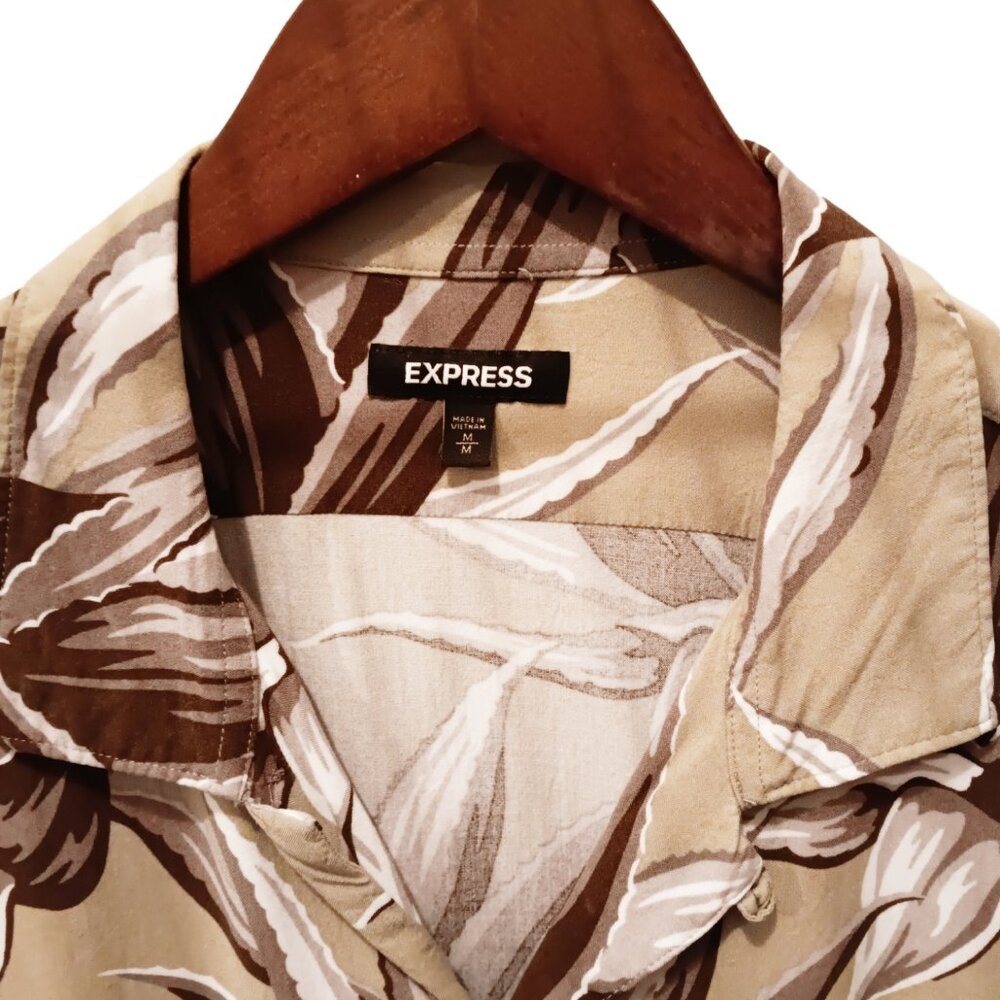 Express ★ Men's Rayon Short Sleeve Button-Up ★ Tijuana Aloe Summer Print - Picture 3 of 5